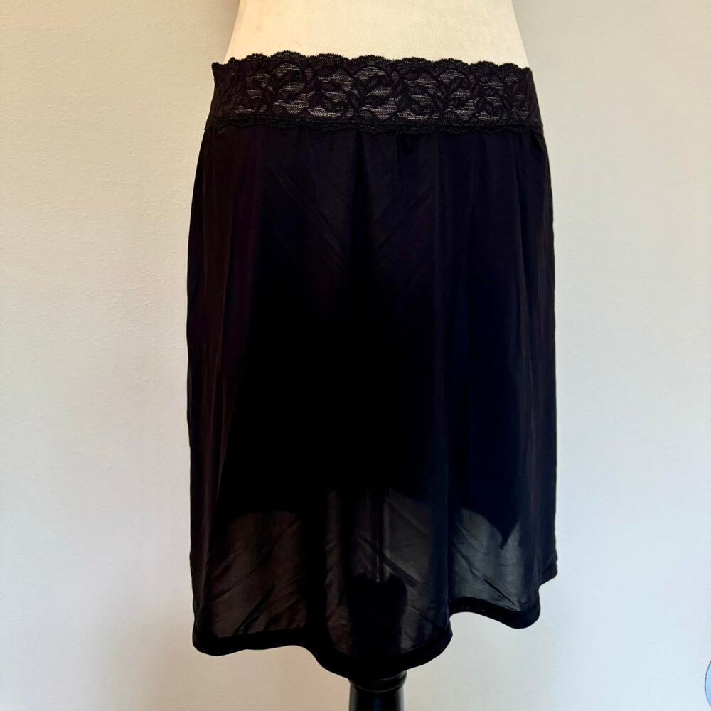 Black slip lingerie midi skirt